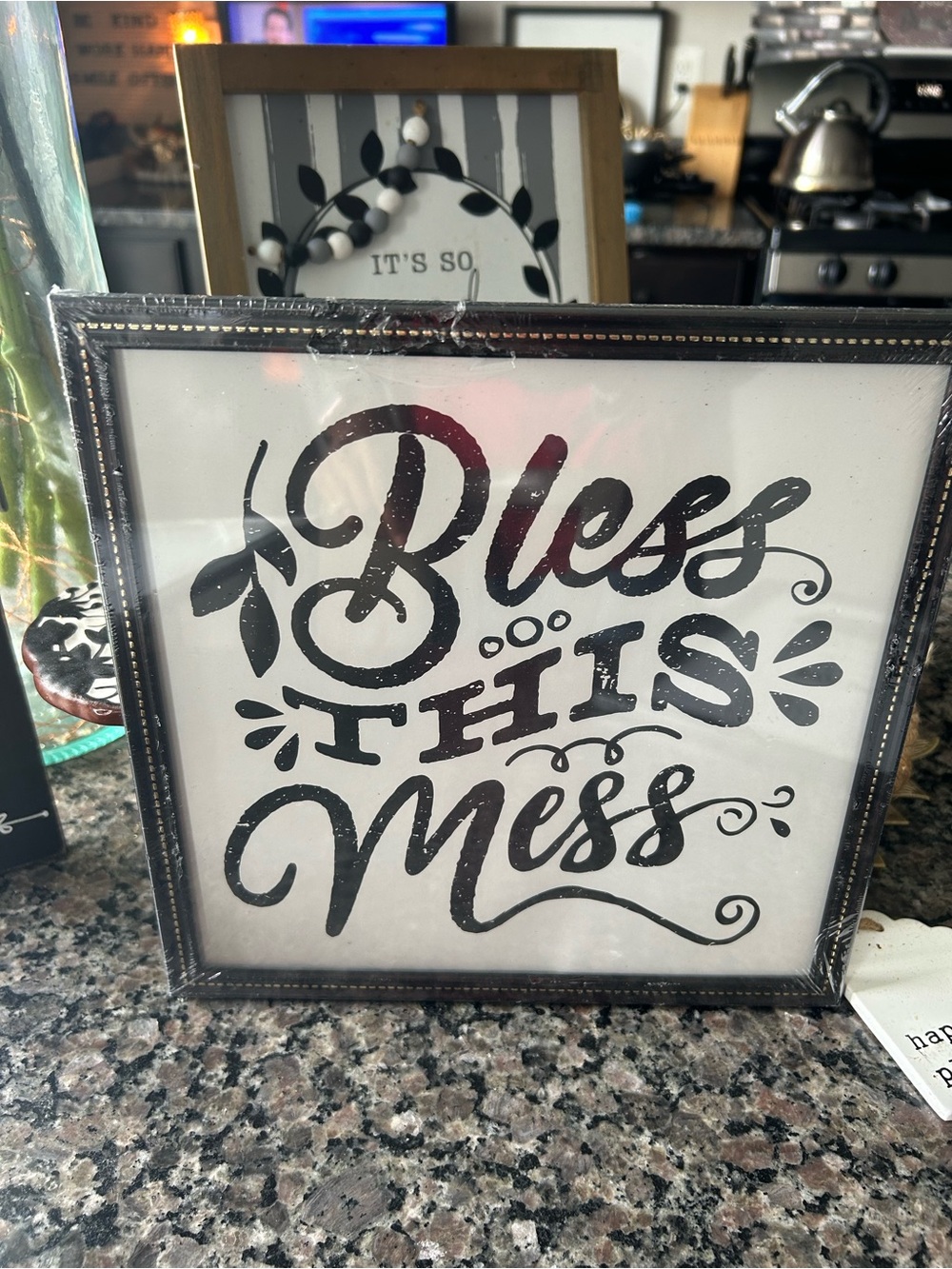 ✨ Special Moments Black and White 'Bless This Mess' Framed Wall Art